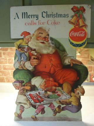 Vintage Coca Cola,  Coke Advertising Christmas Poster Sign Santa And Elfes