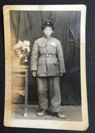 Korea War China Pva Winter Uniform Medal Chinese Volunteers Army Photo 1950s
