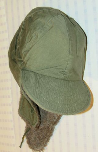 Vintage 1952 Korean War M - 1951 Field Cap/hat Alpaca Wool Lining/visor/ear Flaps