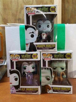 Funko Pop Television The Munsters Set Of 3 Herman Lily Grandpa Munster
