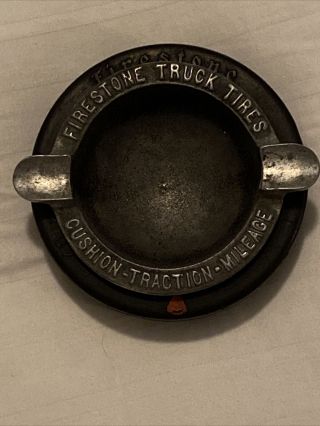 Tire Ashtray - Firestone Truck W/cast Metal Insert With Cigarette Rests