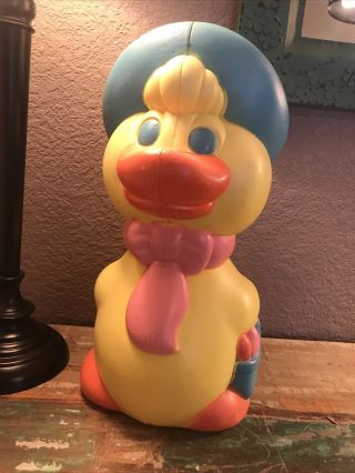 Vintage Easter Duck Bonnet Blow Mold 16”general Foam Plastics Light Up No Cord
