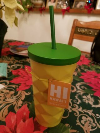 Starbucks Hawaii Pineapple Metal Tumbler Cold Cup Straw 16oz Hawaiian Cup