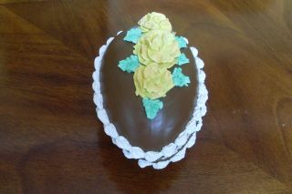 Vintage Ceramic Hand Decorated Faux Chocolate Easter Egg Candy Bowl