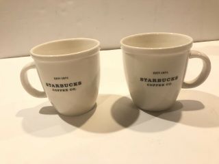 Starbucks Barista Mug 2001 Ceramic Large Abbey White 18oz - Set Of 2