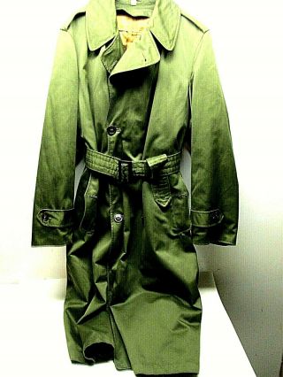 Vintage Korean War Us Army Trench Coat With Removable Liner,  1951 Small Regular