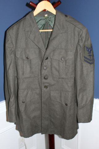 Korean War U.  S.  Marine Corpsman Patched Wool Uniform Jacket,  1951 D