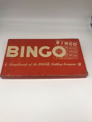Vintage 1940s Wwii Coca Cola Bingo Game Set By Milton Bradley