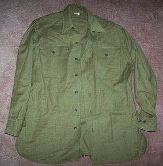 Ww2 Wool Shirt With Gas Flap,  15.  5 X 33,  1943 Dated,  U.  S.  Issue