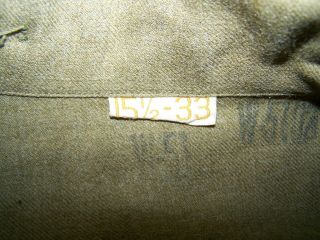 WW2 WOOL SHIRT WITH GAS FLAP,  15.  5 X 33,  1943 DATED,  U.  S.  ISSUE 3