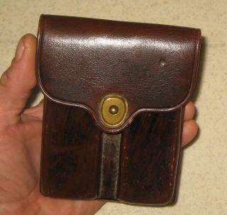 Korean War Antique U.  S.  Military Leather Twin Ammo Pouch Dated 1950 Field Gear