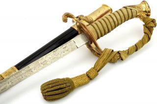 Korean To Vietnam War Us Navy Officers Sword Ided To Polish Name