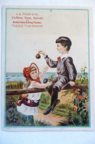 Rare Antique Advertising Folgers Coffee Golden Gate Baking Powder Trade Card