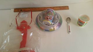 Chuck E Cheese Clear Back Pack With Bowl Cup Plate Spoon Token Cup Melamine