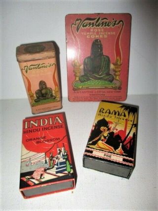4 Vintage Incense Tin/box Vantine 