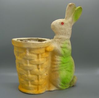 Vintage German Paper Mache Easter Bunny 9.  5 " Composition Candy Container Germany