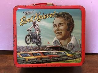 Evel Knievel 1974 Aladdin Metal Lunch Box W/ Thermos