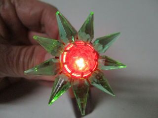 1930s C - 6 Single Row Matchless Star Glass Christmas Light - Green Red