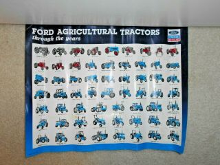 Vintage Ford Holland Agricultural Tractors Color Poster 1917 - 1990
