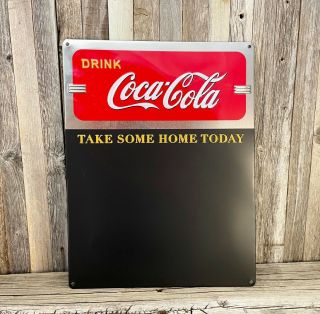 Coca Cola Coke Soda Pop Chalkboard 17 " Embossed Metal Tin Sign Red Vintage
