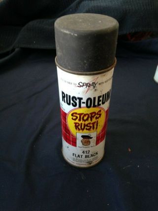 Rare Vintage 1962 Rust - Oleum 412 Flat Black 16 Oz Spray Paint Can