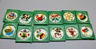 Vintage 12 Days Of Christmas Ornaments Hand Painted 1982 Snp Hong Kong