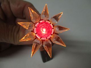 1930s C - 6 Single Row Matchless Star Glass Christmas Light - Clear Red