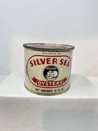 Silver Sea Oysters Tin Can 12 Fl Oz White Stone,  Va.
