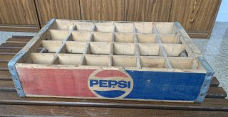 Vintage Pepsi Cola Wooden Crate With 24 Wooden Dividers