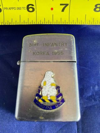 31st Infantry Division 1955 Polar Bear Unit Zippo Rafu Lighter Korean War