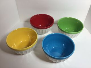 Starbucks Coffee Set Of 4 Ribbed 12oz Colorful Ice Cream Bowls - 2007,  12 Ounces
