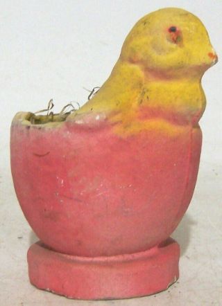 Antique Easter Paper Mache Baby Chicken Chick In Egg Candy Container