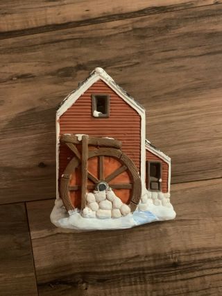 Vintage California Creations Christmas Village Farmhouse Water Wheel Painted