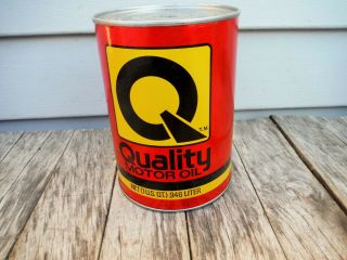 Vintage 1 Quart Quality Motor Oil Can Muskegon Michigan Quart Full Nr
