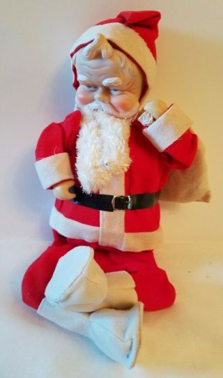 Vintage 1950 ' s Santa Claus Doll Toy Rubber Face Hands Felt Clothes 18 