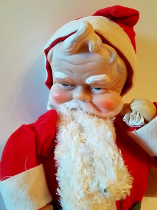 Vintage 1950 ' s Santa Claus Doll Toy Rubber Face Hands Felt Clothes 18 
