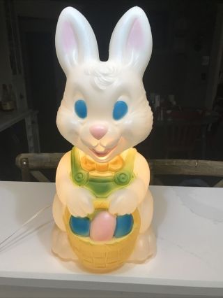 Vintage Easter Bunny Rabbit Blow Mold Basket 19” General Foam Well