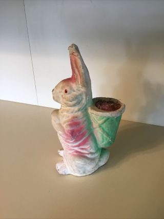 Antique Vintage Paper Mache Germany Easter Bunny Rabbit Basket Candy Container 2