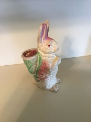 Antique Vintage Paper Mache Germany Easter Bunny Rabbit Basket Candy Container 3