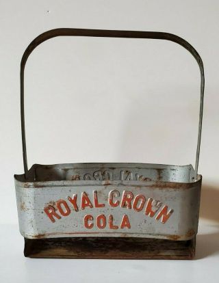 Vintage Royal Crown Cola Metal 6 - Pack Glass Bottle Carrier