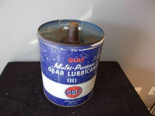 Vintage 5 Gallon Can Gulf Multi - Purpose Gear Lubricant