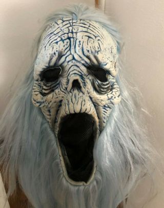 Vintage Paper Magic Group Ghost Screaming Head Scary Halloween Mask W/long Hair