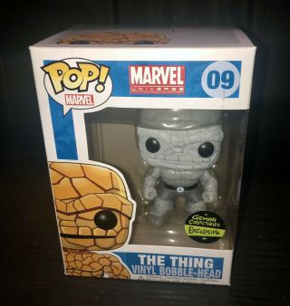 Funko Pop The Thing 09 Gemini Exclusive Black And White Marvel 2012 Hard Stack
