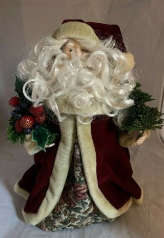 Santa Claus Tree Topper Centerpiece Figure Porcelain Face Hands Father Christmas