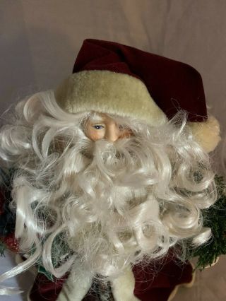 Santa Claus Tree Topper Centerpiece Figure Porcelain Face Hands Father Christmas 2