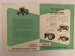 Vintage Massey Harris No.  744 Diesel tractor brochure dealer farm equipment 3