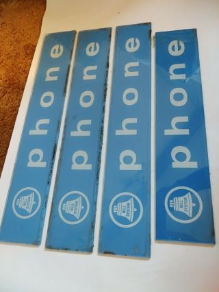 Vintage Bell Phone Telephone Booth Glass Panel Sign Set