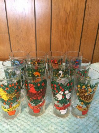 The Twelve Days Of Christmas Glasses Tumblers.  Vintage From Pepsi