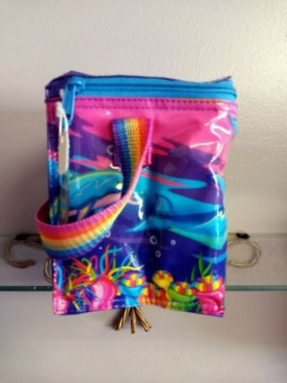 Vintage (90 ' s?) Lisa Frank Dolphins Rainbow Lunchbox Bag w tag 2