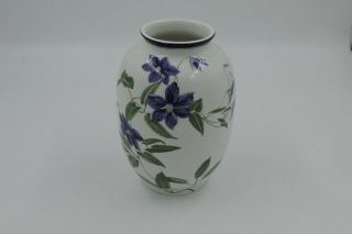 Tiffany & Co Este Ceramiche Made In Italy Vase Blue Flowers Clematis - 8 Inches